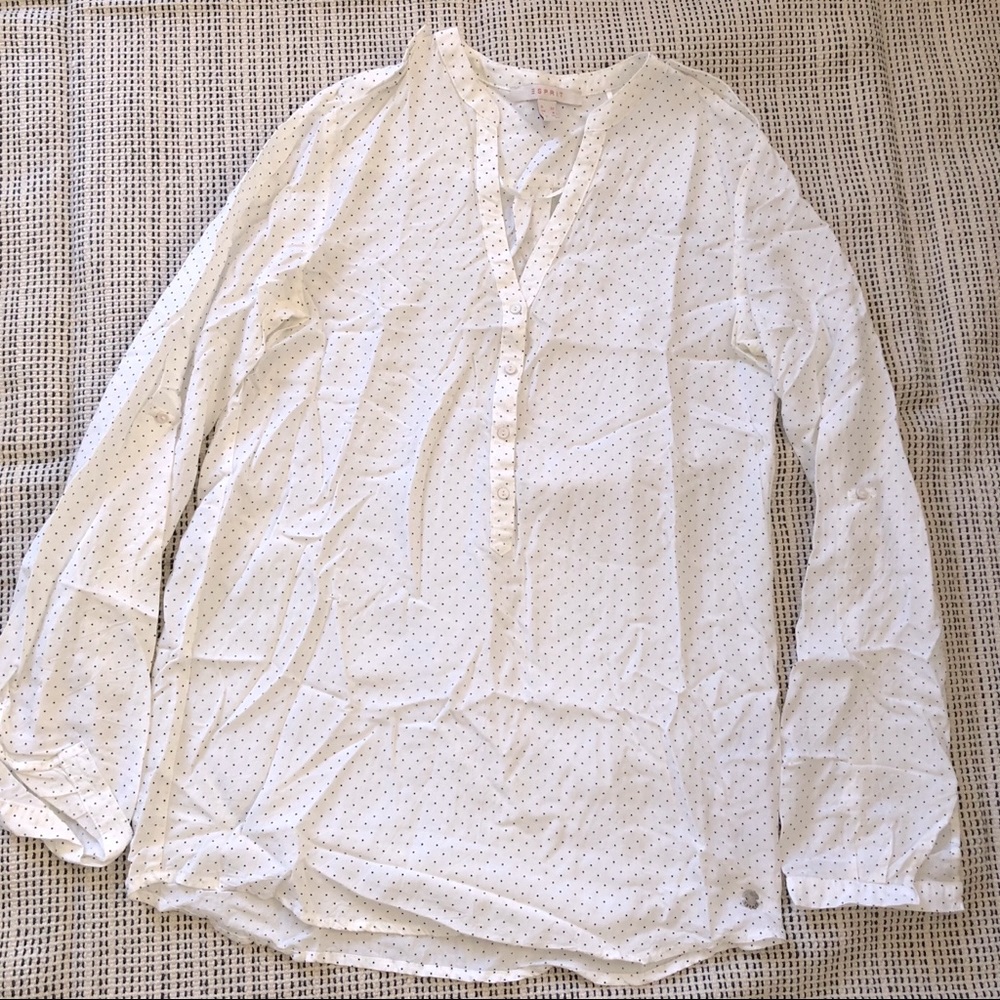 Esprit Polka dot cream blouse tunic NWOT XS
